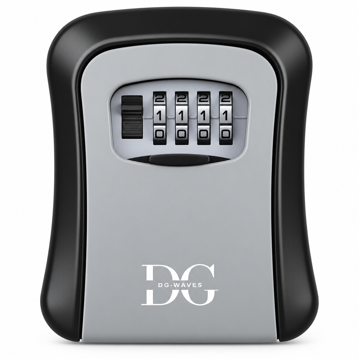 Wall-mounted key safe with 4-digit combination keypad, black and grey finish