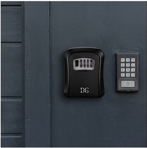 DG-WAVES Key Safe Black – Outdoor Wall Mounted Lock Box with 4-Digit Combination