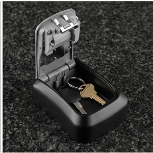 DG-WAVES Key Safe Grey – Outdoor Wall Mounted Lock Box with 4-Digit Combination