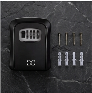 DG-WAVES Key Safe Black – Outdoor Wall Mounted Lock Box with 4-Digit Combination