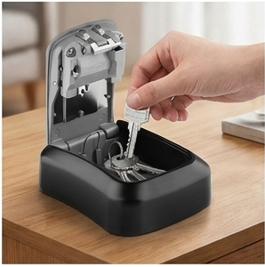 DG-WAVES Key Safe Grey – Outdoor Wall Mounted Lock Box with 4-Digit Combination