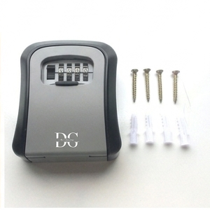 DG-WAVES Key Safe Grey – Outdoor Wall Mounted Lock Box with 4-Digit Combination