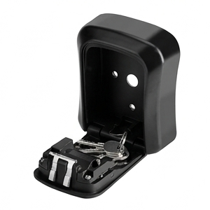DG-WAVES Key Safe Black – Outdoor Wall Mounted Lock Box with 4-Digit Combination