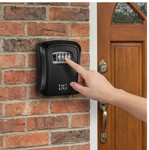 DG-WAVES Key Safe Black – Outdoor Wall Mounted Lock Box with 4-Digit Combination