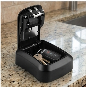 DG-WAVES Key Safe Black – Outdoor Wall Mounted Lock Box with 4-Digit Combination