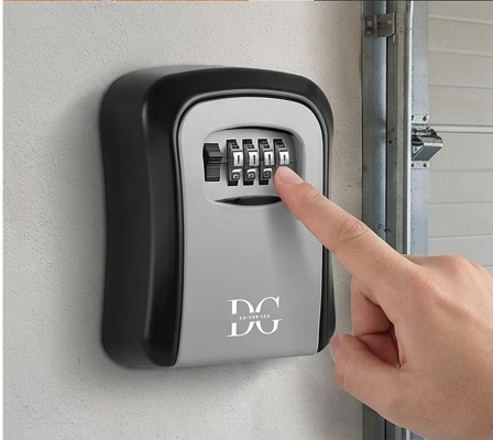 DG-WAVES Key Safe Grey – Outdoor Wall Mounted Lock Box with 4-Digit Combination